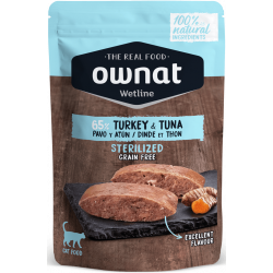 Ownat Wetline comida húmeda para gatos sterilised turkey & tuna