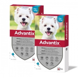 Advantix pack 2 unités (8 pipettes) pour chiens taille petite (4-10kg)