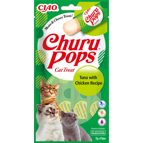 Pack Churu para gato adulto Pops de Atún Con Pollo 12x56gr