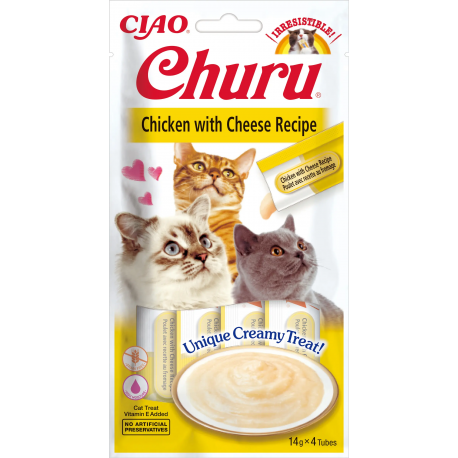 Pack Churu para gato adulto Pure de Pollo Con Queso 12x56gr