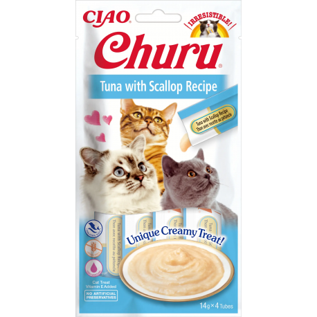 Pack Churu para gato adulto Pure de Atun Con Vieira 12x56gr