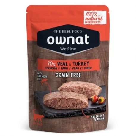 Ownat Wetline comida húmeda para gatos veal & turkey