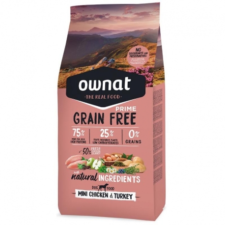 Ownat Grain Free Prime-Croquettes Mini Poulet & Dinde pour Chien (1)
