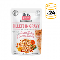 Brit care cat filetes en salsa con pavo y salmon latas para gato