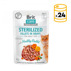 Brit care cat sterilized filetes en salsa con conejo latas para gato